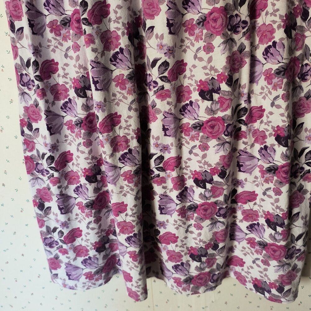 Eileen West Nightgown S Pink Purple White Floral Lace Cotton Dainty Cottagecore - Picture 5 of 15